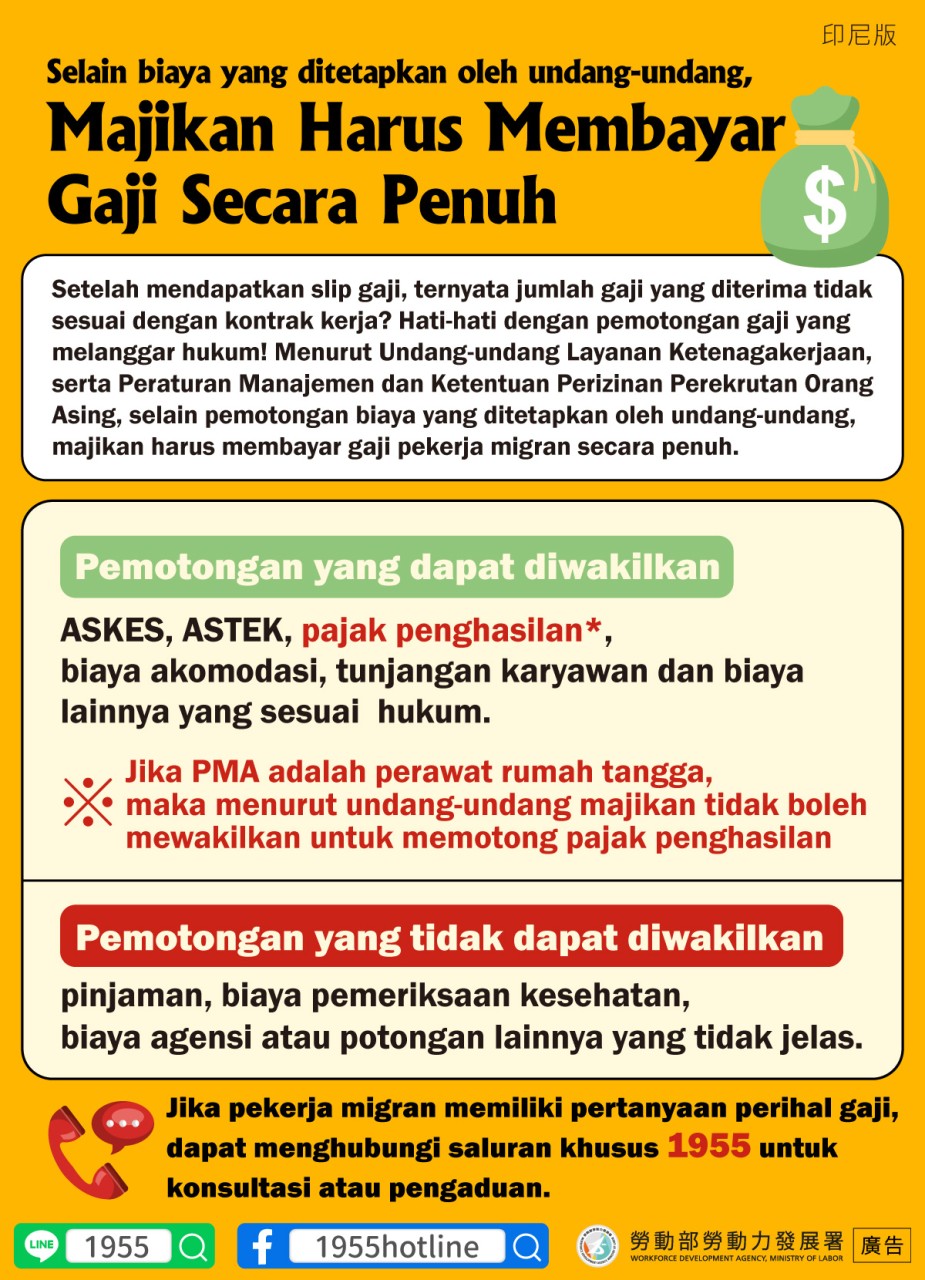 Selain Biaya yang Ditetapkan Undang-Undang, maka Majikan Harus Membayar Gaji Secara Penuh