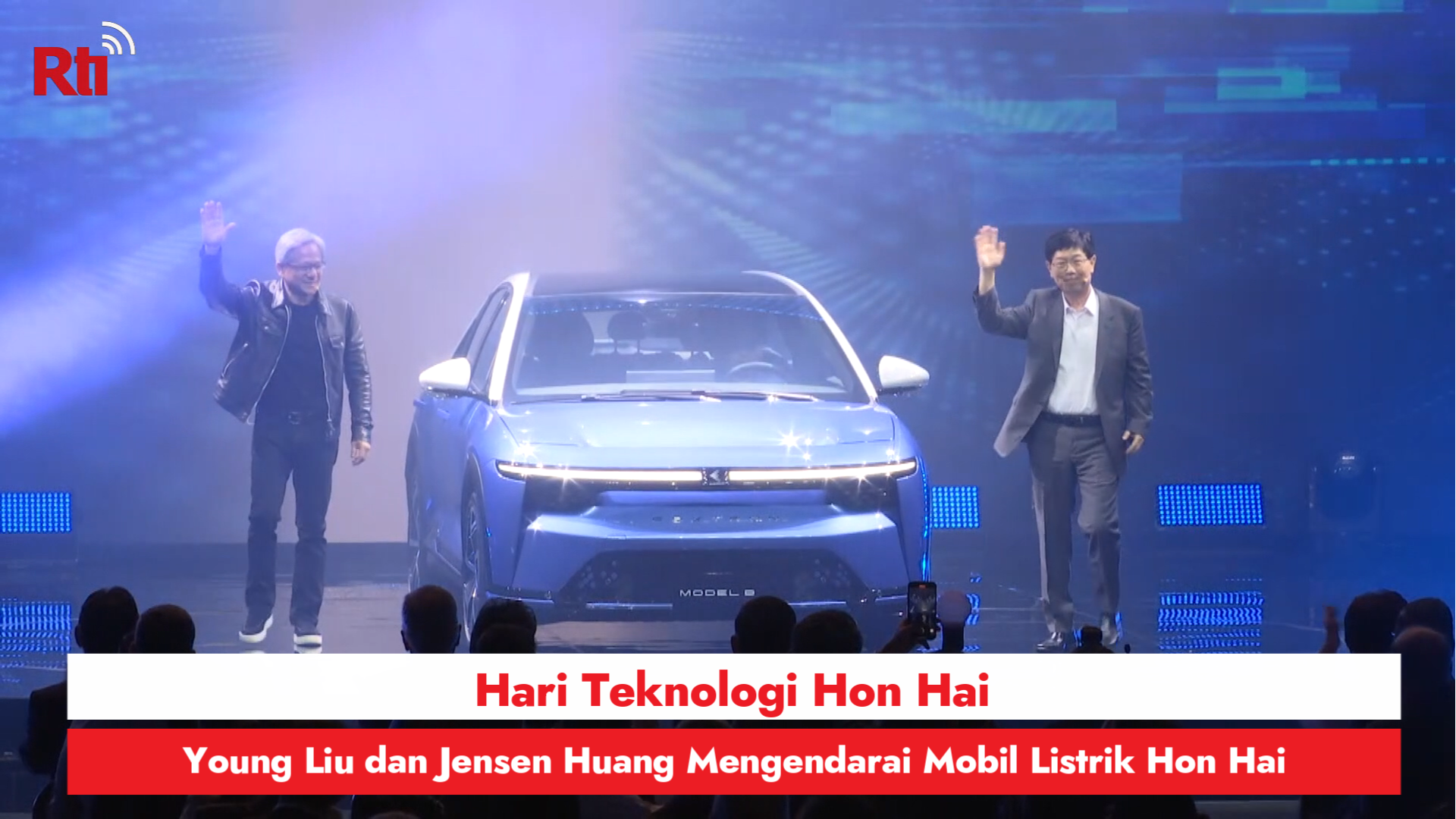 Hari Teknologi Hon Hai, Young Liu dan Jensen Huang Mengendarai Mobil Listrik Hon Hai