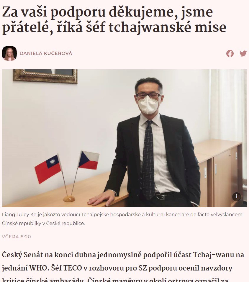 Wawancara Kepala Kantor Perwakilan Taiwan untuk Republik Ceko