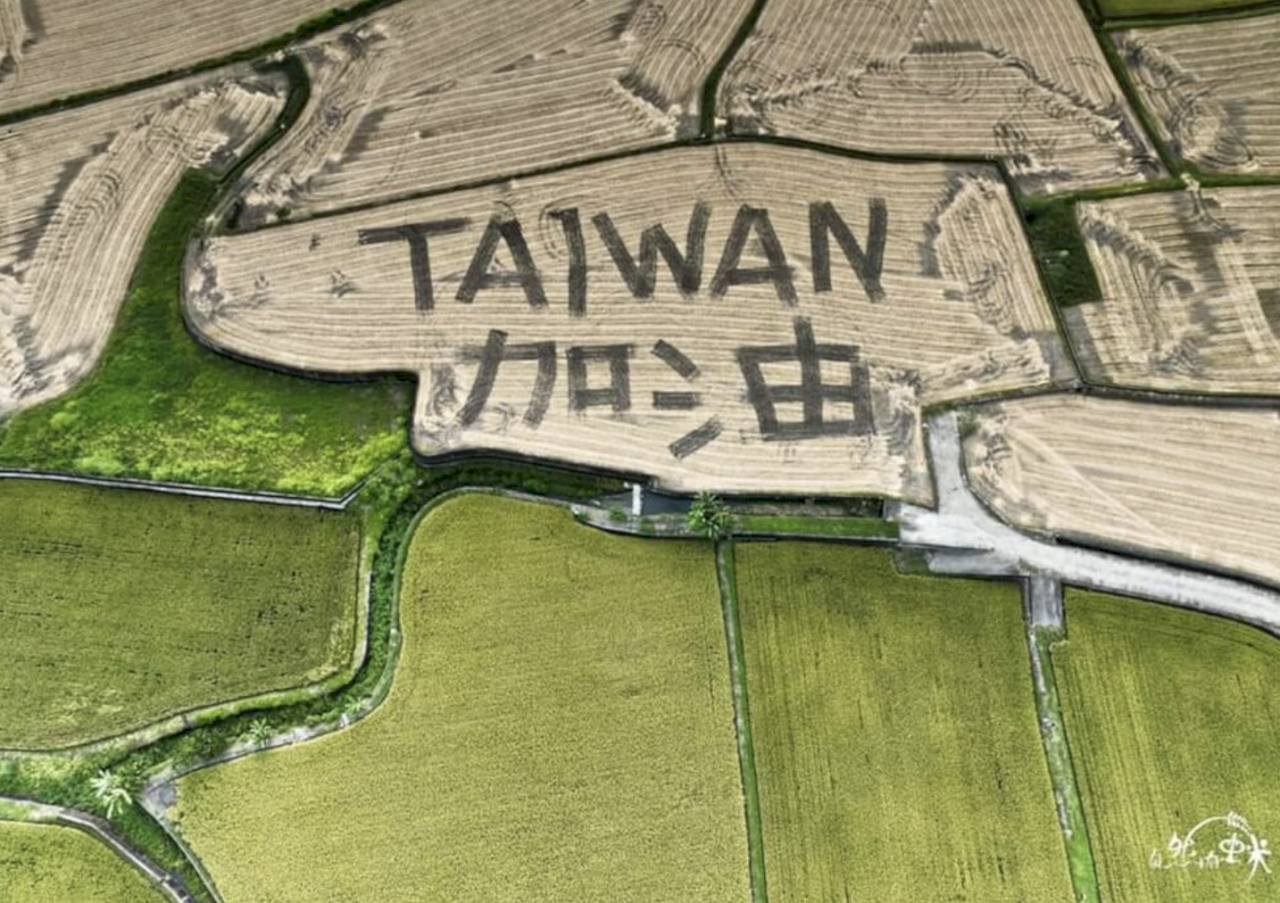 Tulisan Semangat Taiwan di atas Sawah, Karya Petani untuk Beri Energi Positif