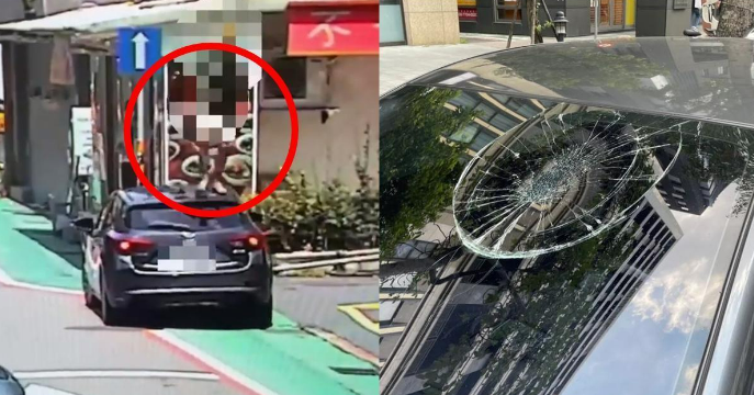 Pejalan Kaki Injak Mobil yang Halangi Jalannya