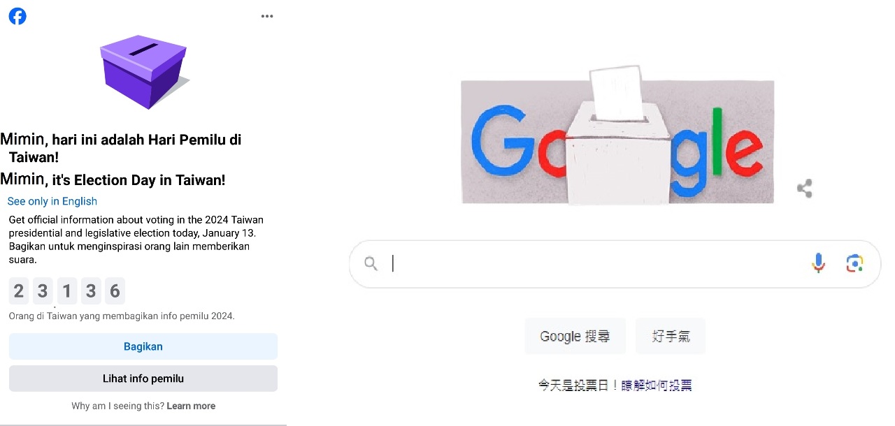 Google dan Facebook Turut Memeriahkan Pemilu Presiden dan Legislatif di Taiwan