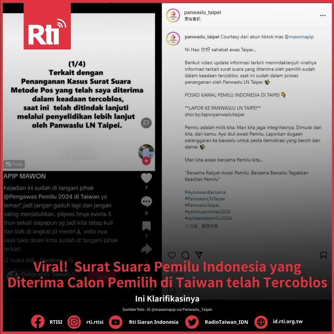 Viral! Surat Suara Pemilu Indonesia yang Diterima Calon Pemilih di Taiwan ternyata Telah Tercoblos, Ini Klarifikasinya