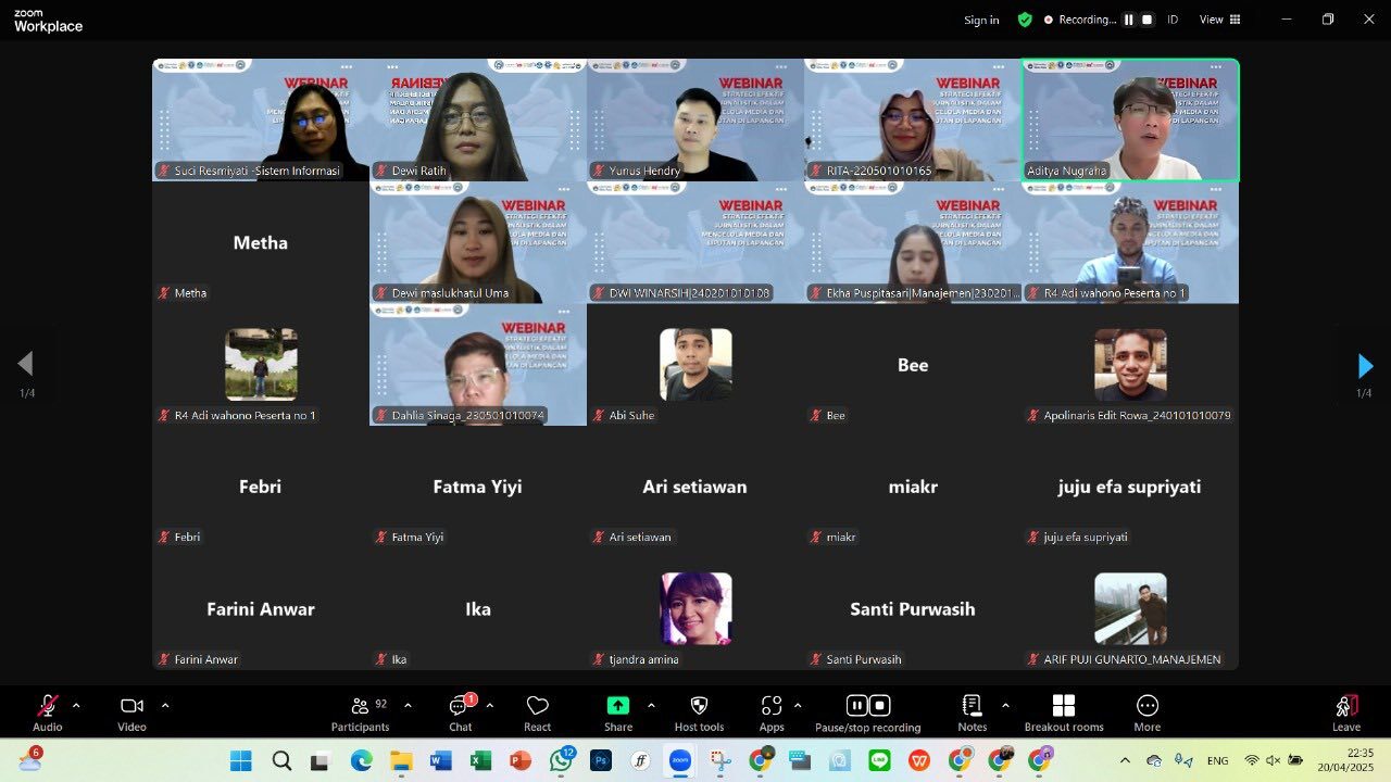 Webinar UNSIA: Strategi Efektif Jurnalistik dalam Mengelola Media & Liputan di Lapangan