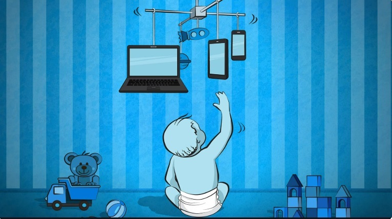 Ilustrasi bayi dan teknologi (foto: Getty Images)
