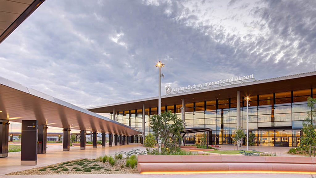 Front entrance to Western Sydney International airport terminal