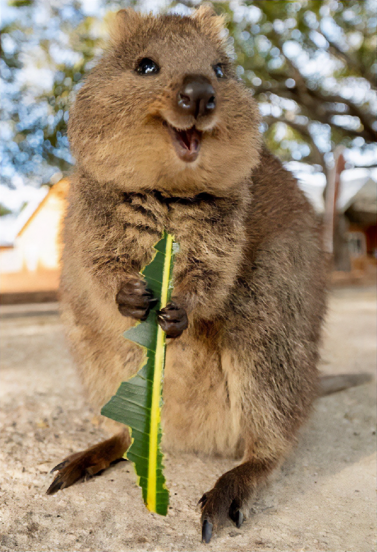 This is the Quokka, an australian marsupial unafraid of humans. It is known  for it's smile and it isn't uncommon to see selfies with humans and quokkas  on the internet. Unfortunately, it's